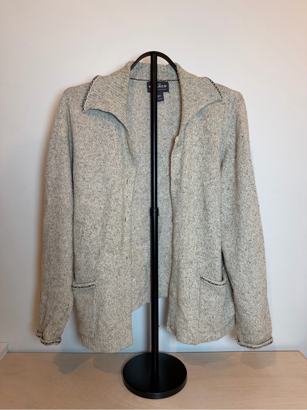 WoolrichbCream Wool Blend Open Cardigan Jacket